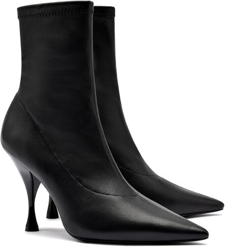 Larroudé Mini Georgia Boot In Black Stretch Leather in Saudi Arabia