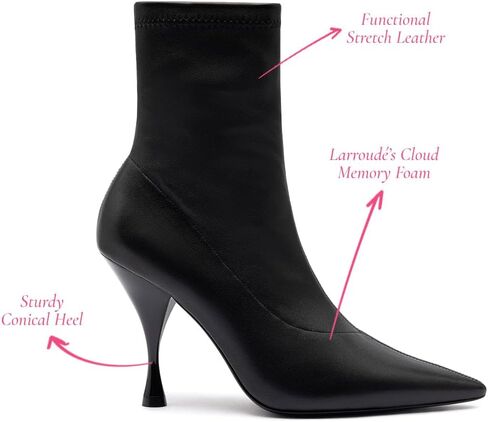 Larroudé Mini Georgia Boot In Black Stretch Leather in Saudi Arabia