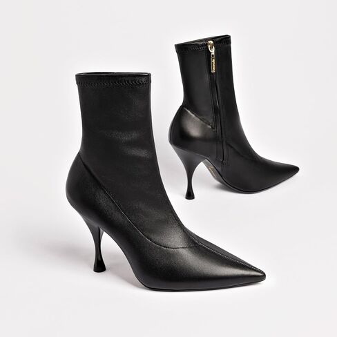 Larroudé Mini Georgia Boot In Black Stretch Leather in Saudi Arabia