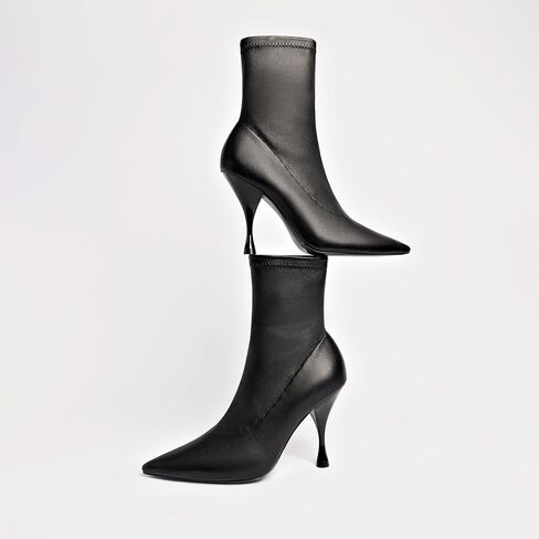 Larroudé Mini Georgia Boot In Black Stretch Leather in Saudi Arabia