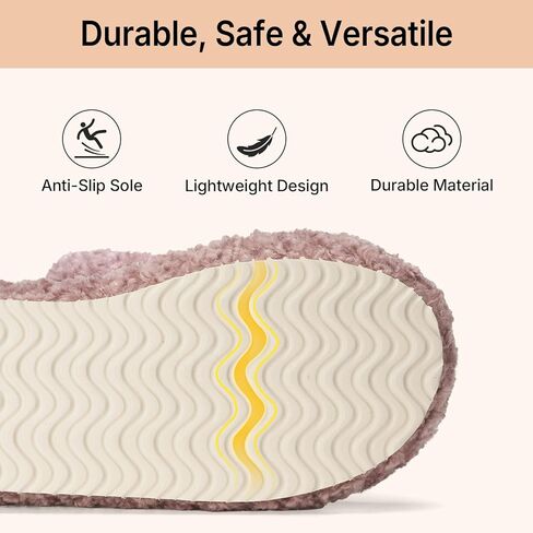 ATHMILE Womens Slippers Lightweight Arch Support Open-Toe Fuzzy House Slippers for Women Cozy Memory Foam Indoor Outdoor Double-Strap Design in Saudi Arabia