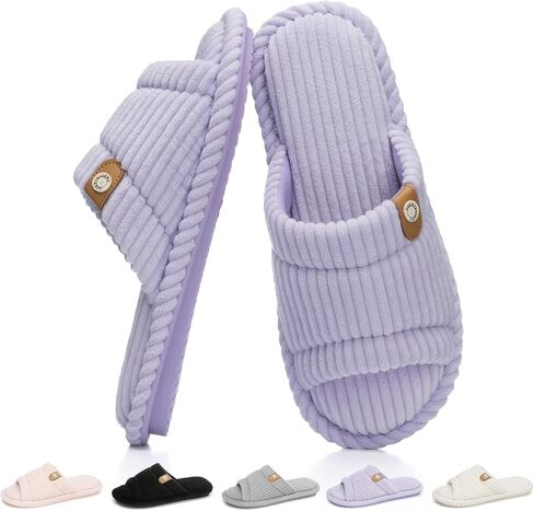 GOEWY Open Toe Slippers for Women Indoor and Outdoor with Memory Foam Cute Slipper Soft House Shoes Slides Sandals Slip On Gifts for Women Mom Her Ladies Bridesmaid Corduroy in Saudi Arabia