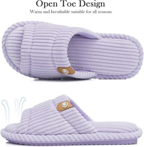 GOEWY Open Toe Slippers for Women Indoor and Outdoor with Memory Foam Cute Slipper Soft House Shoes Slides Sandals Slip On Gifts for Women Mom Her Ladies Bridesmaid Corduroy in Saudi Arabia