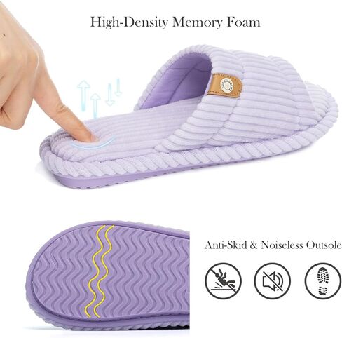 GOEWY Open Toe Slippers for Women Indoor and Outdoor with Memory Foam Cute Slipper Soft House Shoes Slides Sandals Slip On Gifts for Women Mom Her Ladies Bridesmaid Corduroy in Saudi Arabia