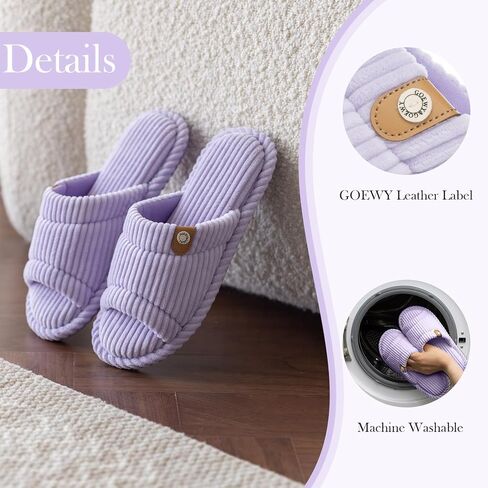 GOEWY Open Toe Slippers for Women Indoor and Outdoor with Memory Foam Cute Slipper Soft House Shoes Slides Sandals Slip On Gifts for Women Mom Her Ladies Bridesmaid Corduroy in Saudi Arabia