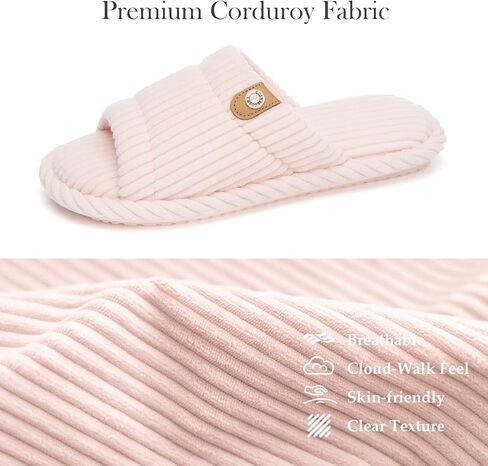 GOEWY Open Toe Slippers for Women Indoor and Outdoor with Memory Foam Cute Slipper Soft House Shoes Slides Sandals Slip On Gifts for Women Mom Her Ladies Bridesmaid Corduroy in Saudi Arabia
