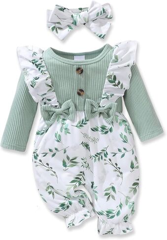 Newborn Baby Girl Clothes Infant One-Piece Romper+Jumpsuit+Bodysuit+Headband Fall Winter Outfits New Born Set in Kuwait