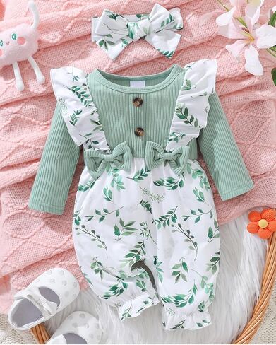 Newborn Baby Girl Clothes Infant One-Piece Romper+Jumpsuit+Bodysuit+Headband Fall Winter Outfits New Born Set in Kuwait