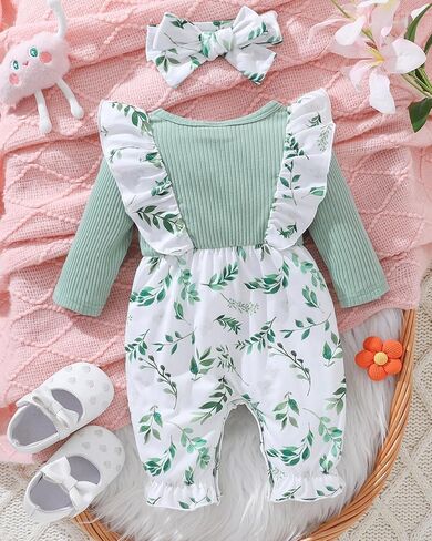 Newborn Baby Girl Clothes Infant One-Piece Romper+Jumpsuit+Bodysuit+Headband Fall Winter Outfits New Born Set in Kuwait