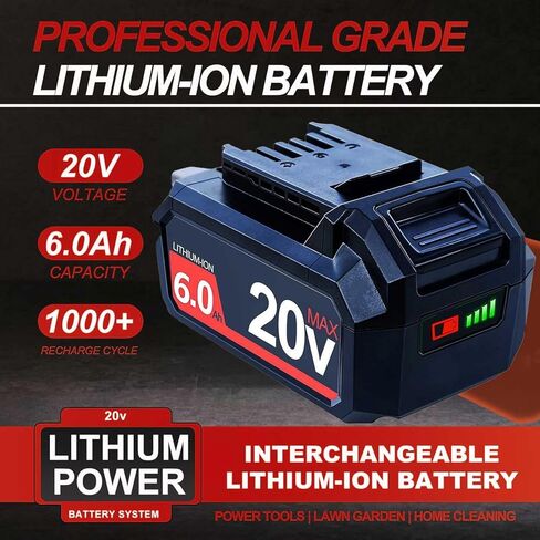 [2025New] بطارية بديلة 6.0AH لأدوات Skil 20V Max - متوافقة مع التدريبات ، المناشير ، الأنوار (BY519601 ، BY519603 ، BY519702 ، إلخ.) in Kuwait
