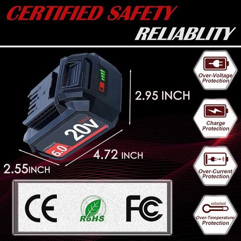 [2025New] بطارية بديلة 6.0AH لأدوات Skil 20V Max - متوافقة مع التدريبات ، المناشير ، الأنوار (BY519601 ، BY519603 ، BY519702 ، إلخ.) in Kuwait