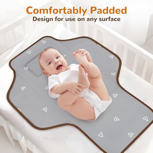 Portable Diaper Changing Pad, Waterproof Baby Changing Mat, Foldable Travel Baby Changing Station, Newborn Essential Baby Shower Registry Gift (Brown-Bee) in Saudi Arabia