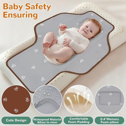 Portable Diaper Changing Pad, Waterproof Baby Changing Mat, Foldable Travel Baby Changing Station, Newborn Essential Baby Shower Registry Gift (Brown-Bee) in Saudi Arabia
