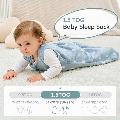 Yoofoss Fleece Baby Sleep Sack 2 Pack 1.5 Tog Baby Wearable Blanket with 2-Way Zipper in Saudi Arabia