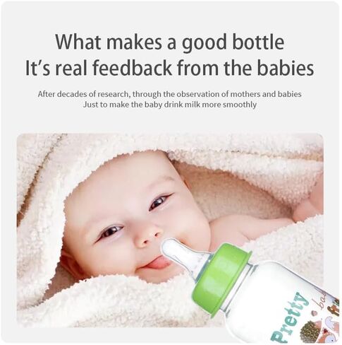 Pretty Baby 2oz (60 مل) زجاجات أطفال مضادة للدولة من 4 عبوات للحديدين الجدد ، والانتقال الخالي من BPA ، والرضاعة الطبيعية ، وتنفيس لتخفيف الغاز والمغصال المثالية لسجل الطفل in Saudi Arabia