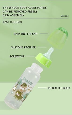Pretty Baby 2oz (60 مل) زجاجات أطفال مضادة للدولة من 4 عبوات للحديدين الجدد ، والانتقال الخالي من BPA ، والرضاعة الطبيعية ، وتنفيس لتخفيف الغاز والمغصال المثالية لسجل الطفل in Saudi Arabia