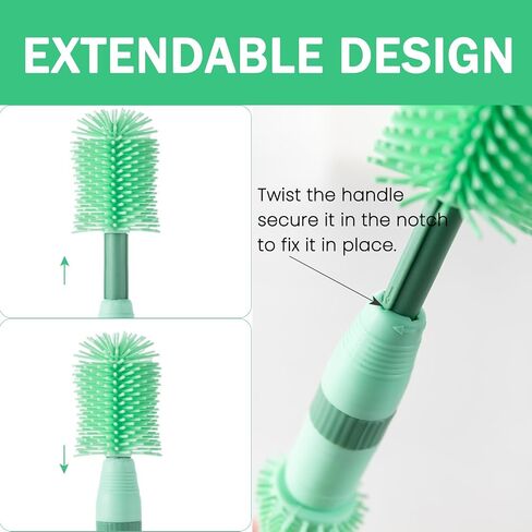 Travel Bottle Brush, 6-in-1 Travel Bottle Cleaner kit with Bottle Brush, Nipple Brush, Straw Brush, Soap Dispenser, Drying Rack, Storage Box, Portable Baby Travel Essentials, BPA-Free(Pink) in Kuwait