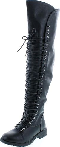 SHOEDEZIGNS Shoe Dezigns Travis 05 Women Military Lace Up Thigh High Combat Boot in Saudi Arabia