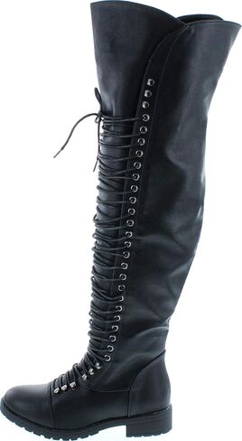 SHOEDEZIGNS Shoe Dezigns Travis 05 Women Military Lace Up Thigh High Combat Boot in Saudi Arabia
