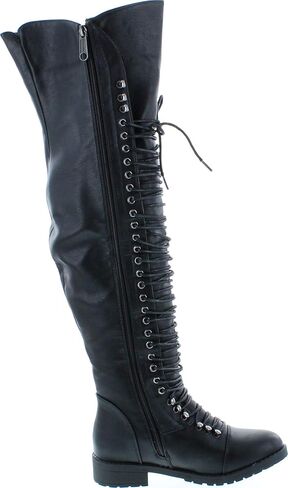 SHOEDEZIGNS Shoe Dezigns Travis 05 Women Military Lace Up Thigh High Combat Boot in Saudi Arabia