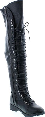 SHOEDEZIGNS Shoe Dezigns Travis 05 Women Military Lace Up Thigh High Combat Boot in Saudi Arabia