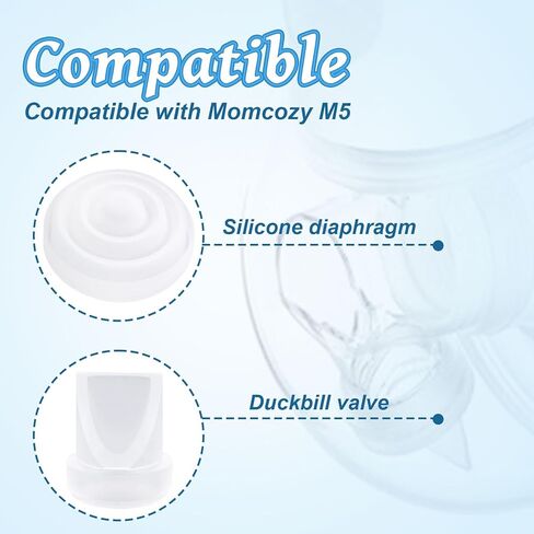 12 PCS قطع غيار مضخة الثدي لـ MOM M5 M5 ، 8 Duckbill Valves و 4 Silicone Diaphragms ، Frucking Essentials Ait متوافقة مع ملحقات مضخة الثدي Momcozy M5 in Saudi Arabia