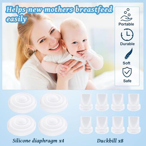 12 PCS قطع غيار مضخة الثدي لـ MOM M5 M5 ، 8 Duckbill Valves و 4 Silicone Diaphragms ، Frucking Essentials Ait متوافقة مع ملحقات مضخة الثدي Momcozy M5 in Saudi Arabia