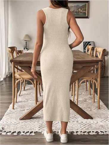 MakeMeChic Women's Maternity Dress Sleeveless Pregnancy Tank Crew Neck Casual Bodycon Maxi Dresses in Saudi Arabia