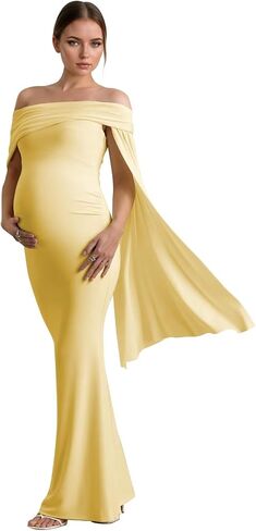 Womens Off Shoulder Maxi Maternity Baby Shower Dress for Photoshoot Sleeveless Long Formal Wedding Guest Dresses in Saudi Arabia