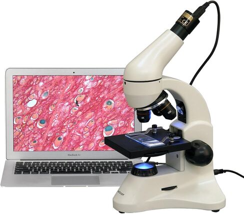 AMSCOPE 40X-1000X عدسة زجاجية مزدوجة فاتحة كل معدنية مجهر مختبر الطالب + كاميرا USB الرقمية in Saudi Arabia