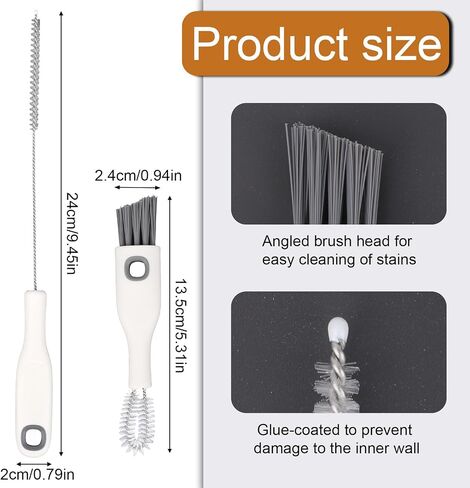 2pcs Cup Lid Cleaning Brush Set, Gap Cleaner & Straw Brush Multifunctional Portable Bottle Cleaning Kit for Baby Bottle Water Cups Sippy Cup Teapot Spout in Saudi Arabia