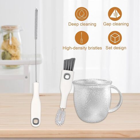 2pcs Cup Lid Cleaning Brush Set, Gap Cleaner & Straw Brush Multifunctional Portable Bottle Cleaning Kit for Baby Bottle Water Cups Sippy Cup Teapot Spout in Saudi Arabia