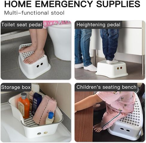 الأطفال غير الزلزالين خطوة البراز-البراز الآمن Sturdy Sext Stool for Bathroom Sink ، تدريب القعادة ، المطبخ وغرفة نوم ، مع ناعم مضاد للانزلاق-رمادي in Kuwait