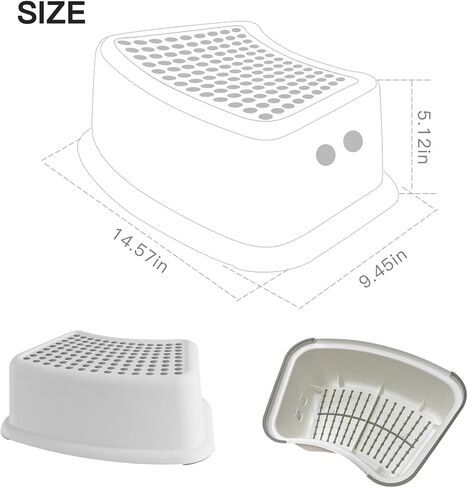 الأطفال غير الزلزالين خطوة البراز-البراز الآمن Sturdy Sext Stool for Bathroom Sink ، تدريب القعادة ، المطبخ وغرفة نوم ، مع ناعم مضاد للانزلاق-رمادي in Kuwait