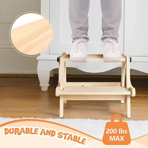 البراز Studler Step Stool ، 2 في 1 خطوة قابلة للطي للأطفال ، براز طفل صغير للتدريب على الحمام وتدريب القعادة ، براز خطوة خشبية مع قاعدة غير قسيمة للمطبخ ، غرفة نوم ، يتحول إلى كرسي للأطفال in Kuwait
