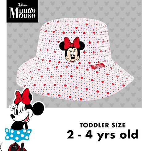 Disney Toddler Sunhat, Minnie Mouse Kids Bucket Matching Girls Baseball Cap for Beach, Size 2-4, Bucket & Baseball Hat, 2-4T Red and White in Saudi Arabia