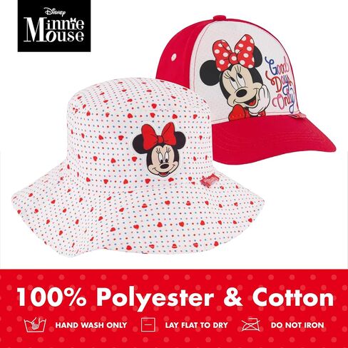 Disney Toddler Sunhat, Minnie Mouse Kids Bucket Matching Girls Baseball Cap for Beach, Size 2-4, Bucket & Baseball Hat, 2-4T Red and White in Saudi Arabia