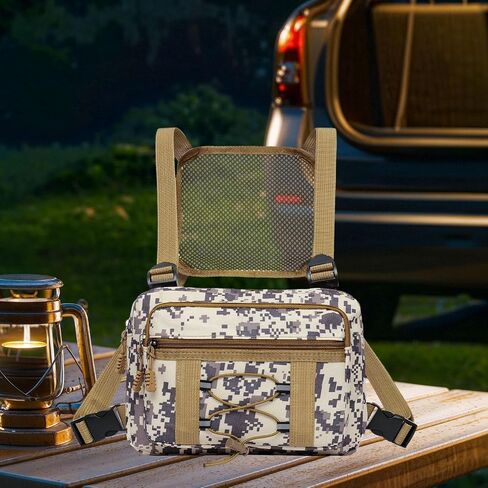 Binoculars Strap Chest Bag, Binoculars Strap Case, Multifunctional, Wear-Resistant, Multiple Pockets, Portable Bag, Carrying Bag, Gray in Saudi Arabia