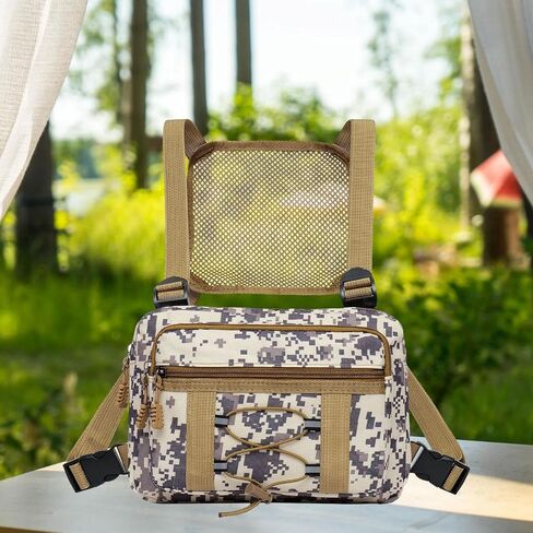 Binoculars Strap Chest Bag, Binoculars Strap Case, Multifunctional, Wear-Resistant, Multiple Pockets, Portable Bag, Carrying Bag, Gray in Saudi Arabia