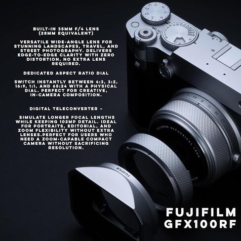 Fujifilm GFX100RF 102MP الكاميرا الرقمية المتوسطة التنسيق ، حزمة نمط المدى المدمجة القوية مع بطاقة ذاكرة Micro Micro Micro 2x 2x in Saudi Arabia