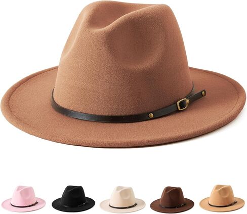 Jastore Kids Girls Boys Classic Wide Brim Bowknot Floppy Fedora Hat Wool Felt Bowler Cap in Kuwait