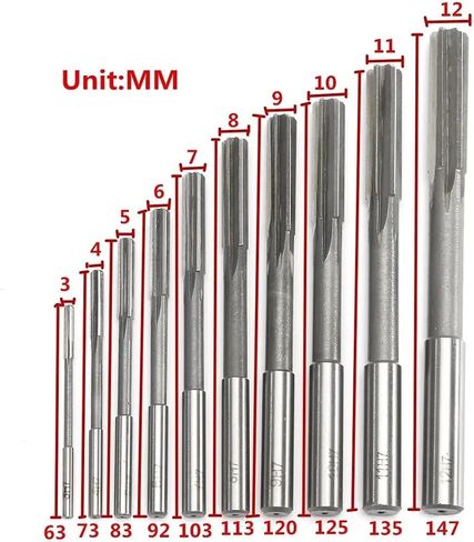 3-12mm HSS Machine Reamer Set H7 Straight Shank Milling Chucking Reamer for Metal Steel Aluminum(4Pcs 6-8-10-12mm) in Saudi Arabia
