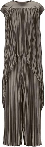 Satin Two Piece Outfits for Women Silk Sleeveless Irregular Hem Tank Tops Wide Leg Pleated Flowy Pants Lounge Sets in Saudi Arabia