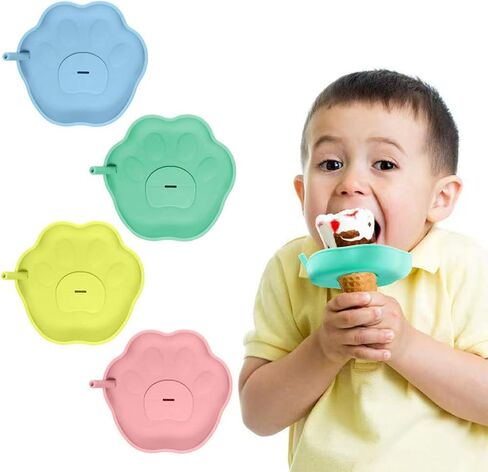 Pandaear 4 Pack Popsicle Holder for Kids و Silicone Ice Cone Cone & Porsicle Catcher مع Straw Straw Prinive ، حامل متجمد خالي من الفوضى in Kuwait