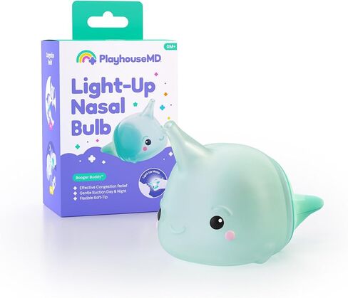 Booger Buddy Bulb Nasal Bulb ، Narwhal - مع ضوء LED للأطفال والأطفال الصغار - مزيل Snot الخالي in Kuwait
