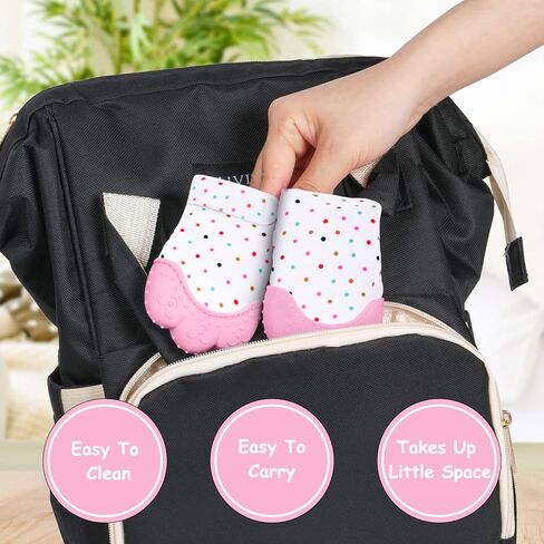 2Pack سيليكون التسنين قفاز ، وتهدئة تسنين الرضع تخفيف الآلام ، ومنع قفاز الخدوش ، وألعاب تسوية السيليكون الآمنة لمدة 0-12 شهر in Kuwait