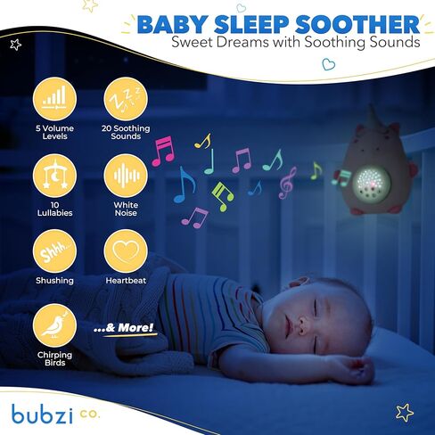 Bubzi Co Sound Machine, Portable Elephant Soother & Night Light Projector, Comforting Electronic Infant Toddler Sleep Aid & Baby Shush With White Noise in Kuwait