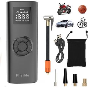 Air Compressor Portable Tire Inflator, 9000mAh Electric Air Pump, 150PSI Bike Pump Cordless Fast Inflate with Pressure Gauge & LED Light & LCD Display for Cars, Bikes, Balls, Motorcycles,Black in Saudi Arabia