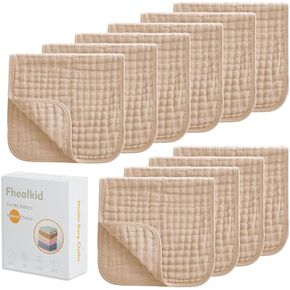 Muslin Burp Cloths Sets Newborn Baby Boy Essentials Must Haves 100% Cotton 10 Pack 22" X 10",6-Layer Baby Bibs & Burp Cloths for Baby Drool and Messes - Soft, Safe & Gentle for Boys & Girls Multi in Saudi Arabia