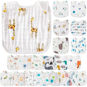 Zainpe 20pcs Snap Muslin Cotton Baby Bibs Soft Usporbent Admable Burp Admons for Newborns Crooming Feeding Leagh in Kuwait